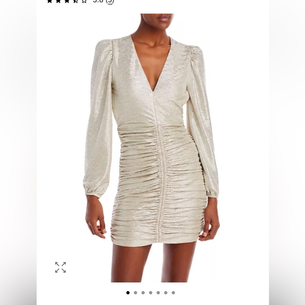 Aqua Shimmering Gold Long Sleeve Dress